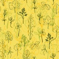 Seamless pattern with herbs and leaves N2