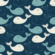 Seamless pattern with whales N3