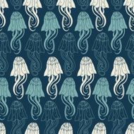 Seamless pattern with octopus