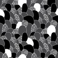 Seamless pattern with flowing abstract figures Monochrome series