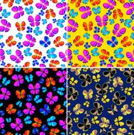 butterflies in a set of seamless patterns