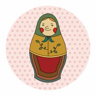 Matryoshka Russian traditional wooden doll vector pattern ele N25