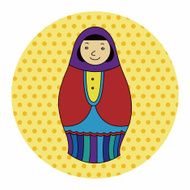Matryoshka Russian traditional wooden doll vector pattern ele N28