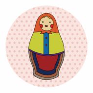 Matryoshka Russian traditional wooden doll vector pattern ele N29