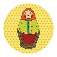Matryoshka Russian traditional wooden doll vector pattern ele N30