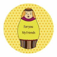 Matryoshka Russian traditional wooden doll vector pattern ele N31