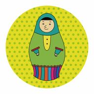 Matryoshka Russian traditional wooden doll vector pattern ele N32