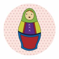 Matryoshka Russian traditional wooden doll vector pattern ele N33