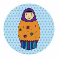 Matryoshka Russian traditional wooden doll vector pattern ele N34