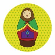 Matryoshka Russian traditional wooden doll vector pattern ele N35