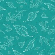 Vector flying green leaves seamless pattern