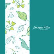 Vector Lineart Spring Leaves Vertical Frame Seamless Pattern Background