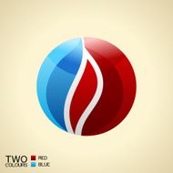 Vector logo symbol fire Red and blue Round glass icon