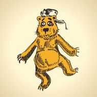 Hand drawn cartoon bear funny drunk