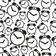 alarm clock black and white icons seamless pattern eps10