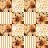 Patchwork seamless floral lilly pattern N2