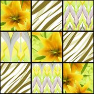 Patchwork seamless floral lilly pattern N3