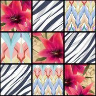 Patchwork seamless floral lilly pattern N4