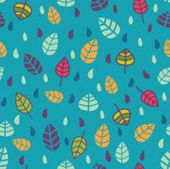 Seamless pattern in vector made of leaves and drops