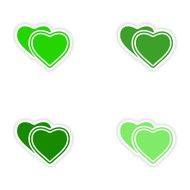 assembly realistic sticker design on paper hearts love N3