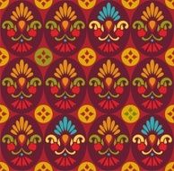 Seamless pattern flowers in ovals red
