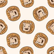 Animal lion icon 10 seamless pattern