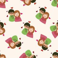 Valentine&#039;s day theme love couple seamless pattern