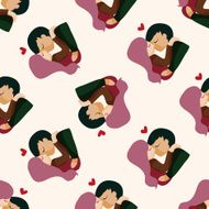 Valentine&#039;s day theme love couple seamless pattern N4