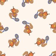 sport animal chicken cartoon seamless pattern