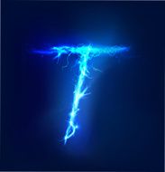 Alphabet made of blue electric lighting thunder storm effect ABC N12