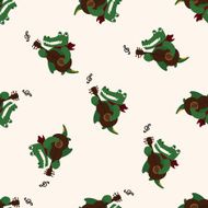 muscial animal Alligator icon 10 seamless pattern