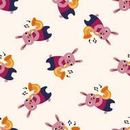 musical animal rabbit icon 10 seamless pattern
