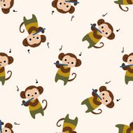 musical animal monkey icon 10 seamless pattern