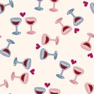 Valentine&#039;s day champagne icon 10 seamless pattern