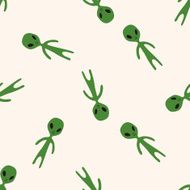 Space alien icon 10 seamless pattern