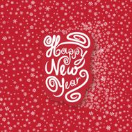 Happy New Year greeting card over snow seamless pattern