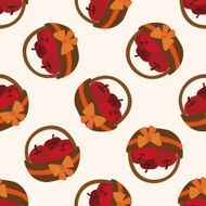 apples in the gift basket icon 10 seamless pattern
