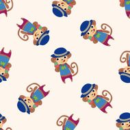 summer animal monkey icon 10 seamless pattern