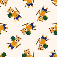 summer animal tiger icon 10 seamless pattern