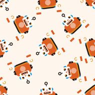 bizarre robot icon 10 seamless pattern N2