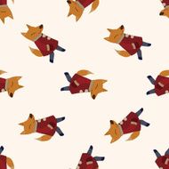 winter animal fox icon 10 seamless pattern
