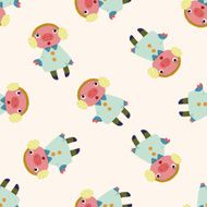 winter animal pig icon 10 seamless pattern