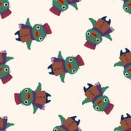 winter animal bird icon 10 seamless pattern N2