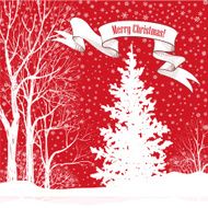 Merry Christmas greeting card with fir tree