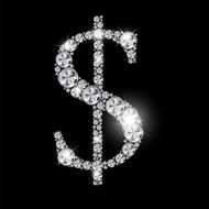 Abstract Luxury Black Diamond Dollar Sign Vector Illustration