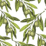 seamless pattern with hand drawn olives