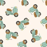 transportation motor cartoon seamless pattern background