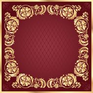 Luxury gold pattern frame on claret background Square