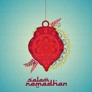 Floral red lantern for Ramadan Kareem celebration