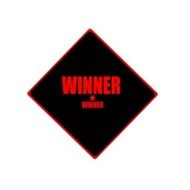 WINNER red stamp text on black background